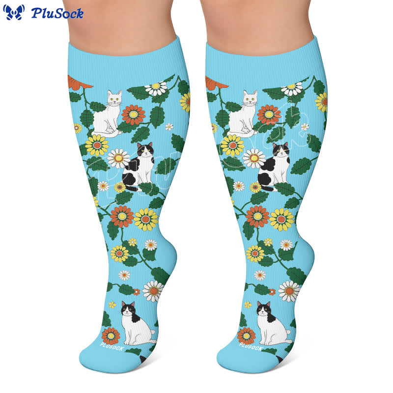 Chaussettes de compression grandes tailles à motifs amusants de chats et de chiens. - image 6