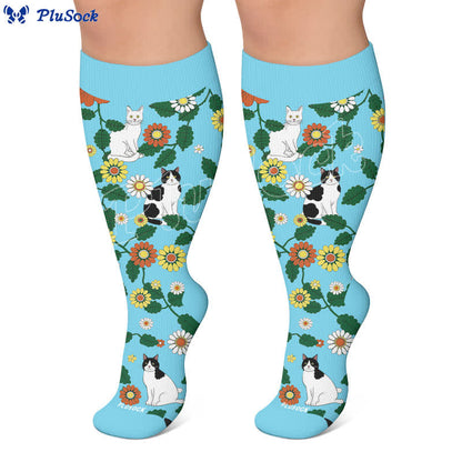 Chaussettes de compression grandes tailles à motifs amusants de chats et de chiens. - image 6