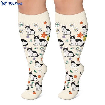 Chaussettes de compression grandes tailles à motifs amusants de chats et de chiens. - image 5