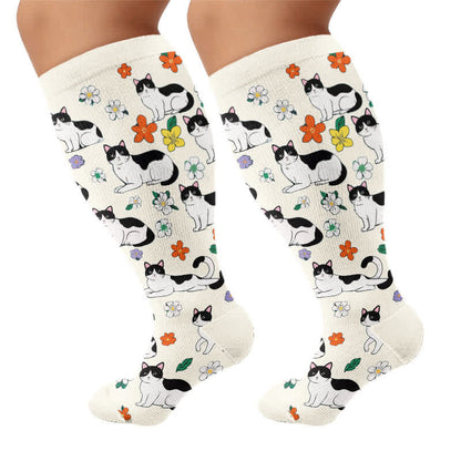 Chaussettes de compression grandes tailles à motifs amusants de chats et de chiens. - Blanc (1 paire) - 4XL - image 8