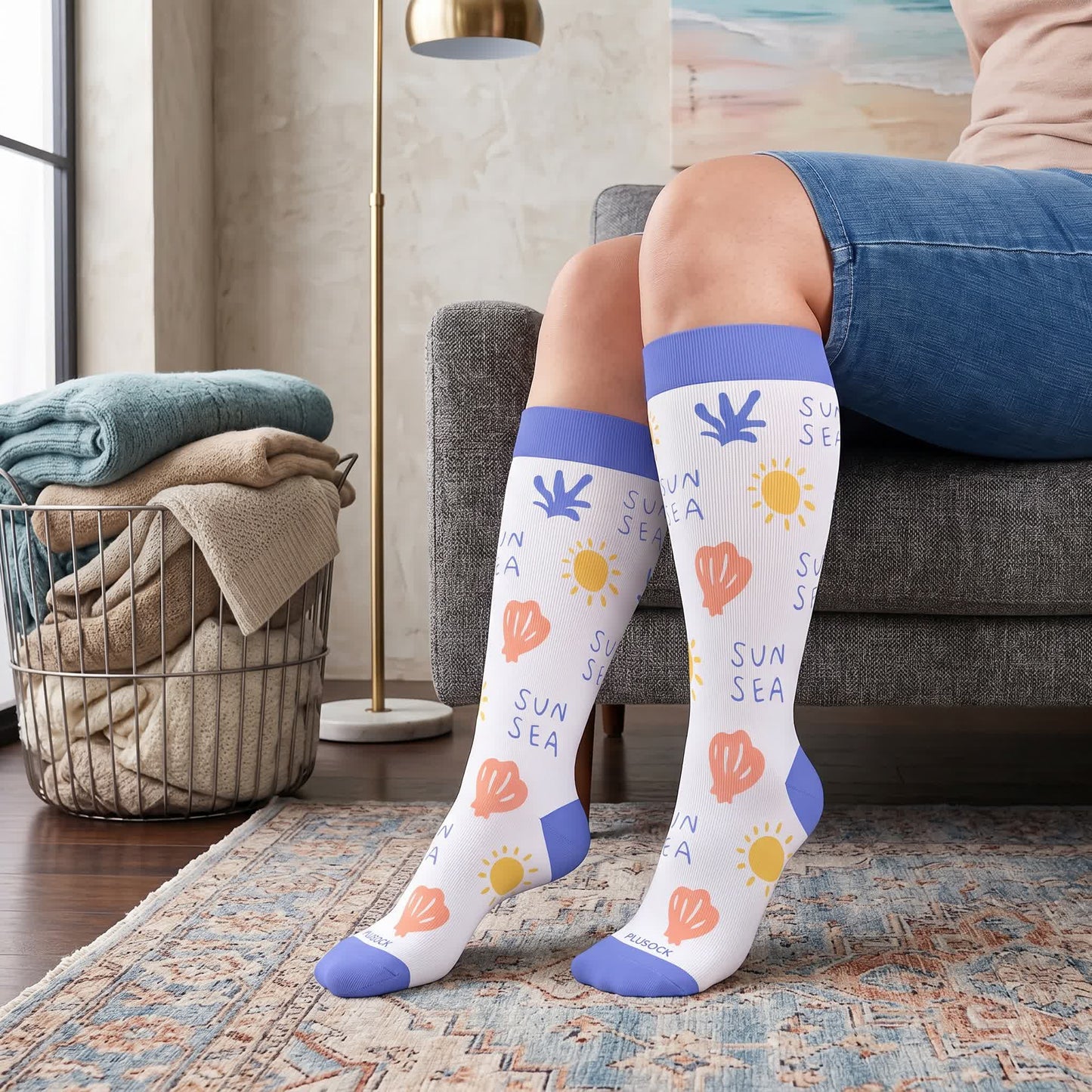 Chaussettes de compression fantaisie à imprimé dessin animé mignon grande taille - image 2