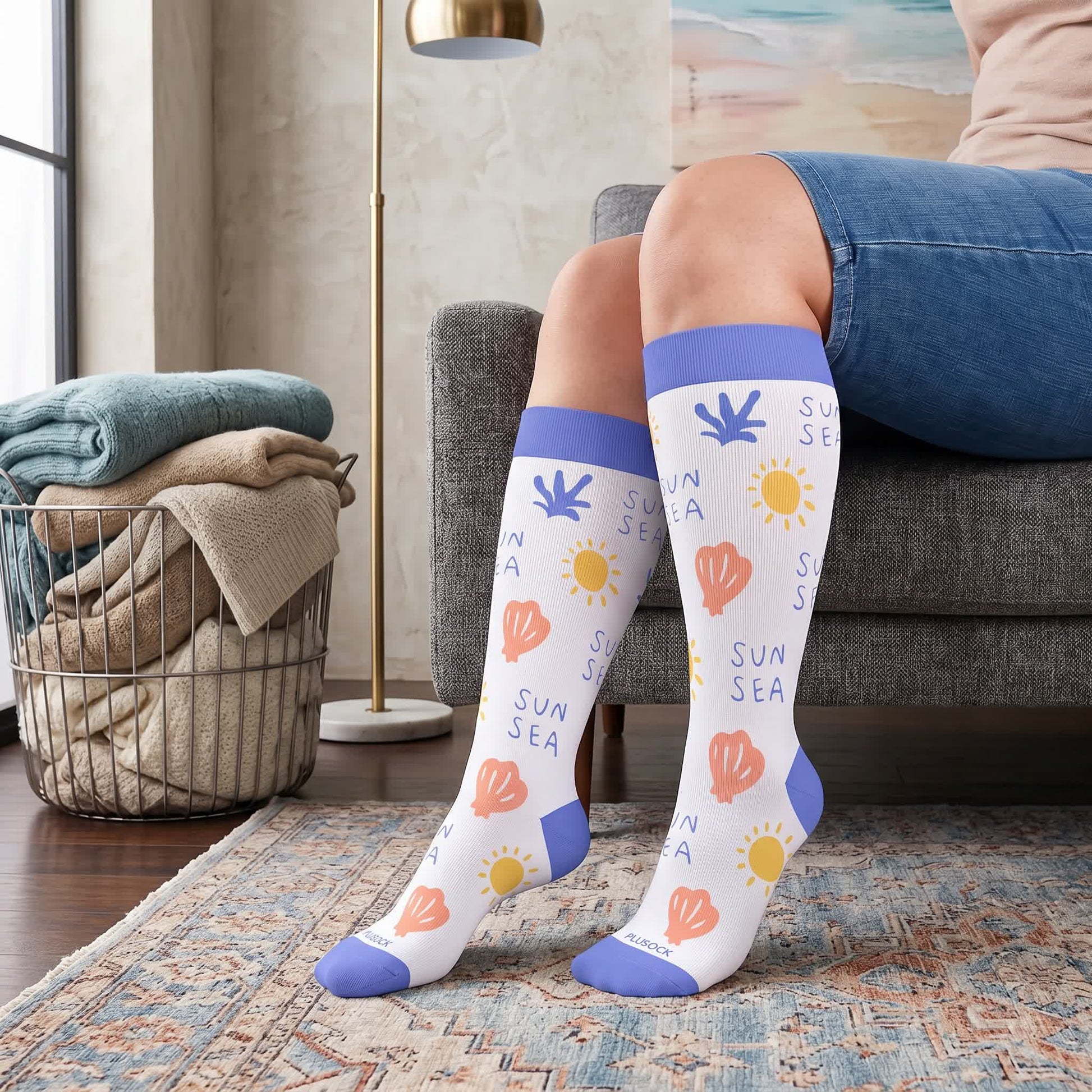 Chaussettes de compression fantaisie à imprimé dessin animé mignon grande taille - image 2