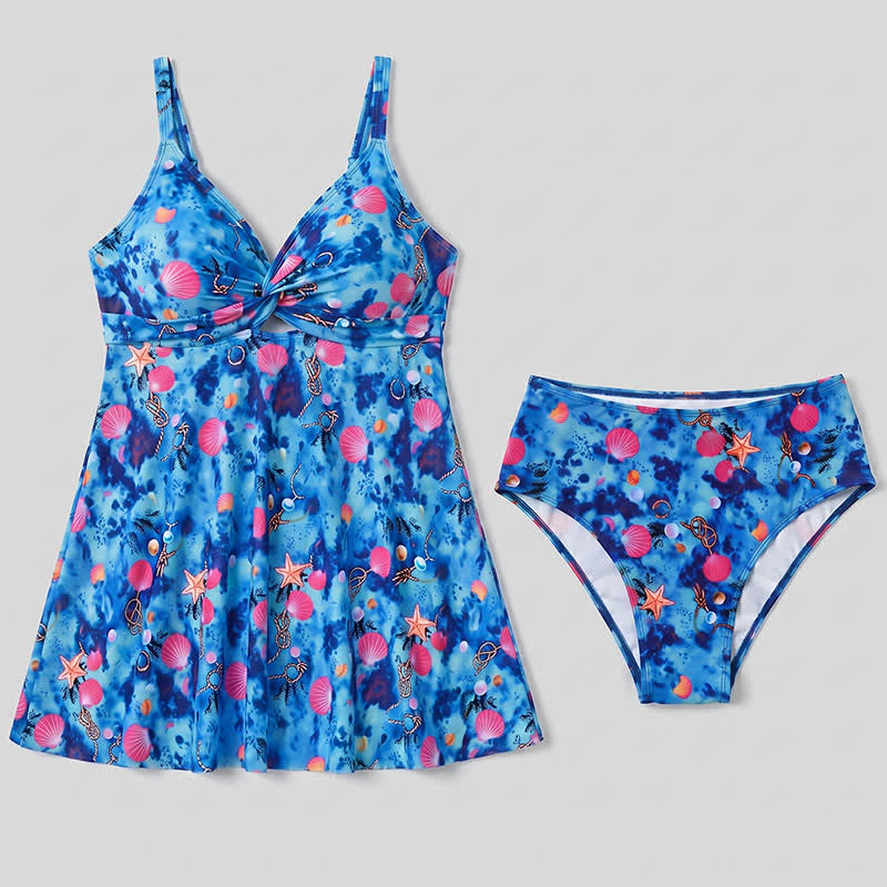 Maillot de bain deux pièces imprimé fleurs et coquillages, à devant torsadé - image 14