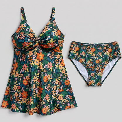 Maillot de bain deux pièces imprimé fleurs et coquillages, à devant torsadé - image 15