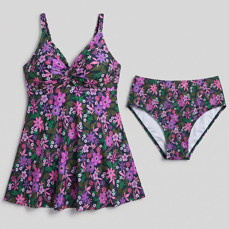 Maillot de bain deux pièces imprimé fleurs et coquillages, à devant torsadé - image 13