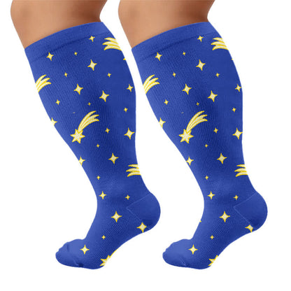 Chaussettes de compression grand format à motif ciel étoilé - Bleu (1 paire) - 4XL - image 6