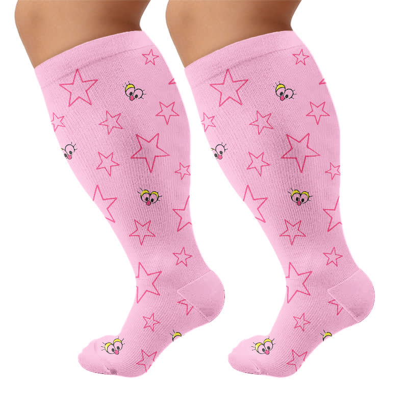 Chaussettes de compression grand format à motif ciel étoilé - Rose (1 paire) - 4XL - image 10