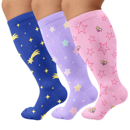 Chaussettes de compression grand format à motif ciel étoilé - Multicolore (3 paires) - 4XL - image 4