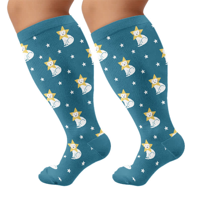 Chaussettes de compression grandes tailles à motifs animaux ludiques - Vert foncé (1 paire) - 4XL - image 8