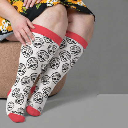 Chaussettes de compression grande taille à motif crâne bandé - Blanc (1 paire) - 4XL - image 3