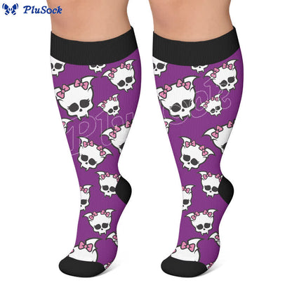 Chaussettes de compression grande taille à motif crâne bandé - image 5