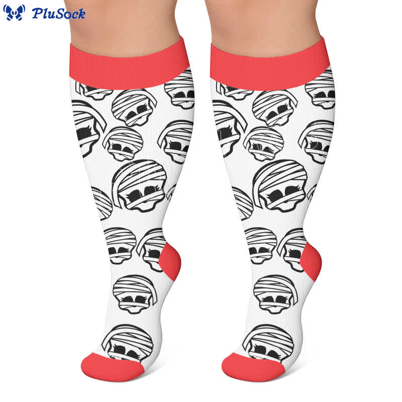 Chaussettes de compression grande taille à motif crâne bandé - image 7