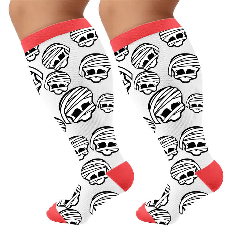 Chaussettes de compression grande taille à motif crâne bandé - image 10