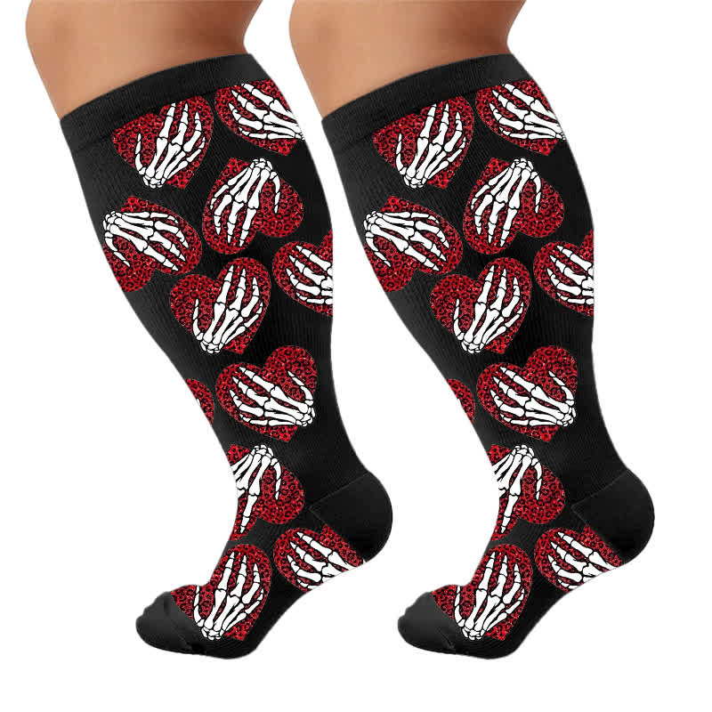 Chaussettes de compression grande taille à motif crâne bandé - image 9