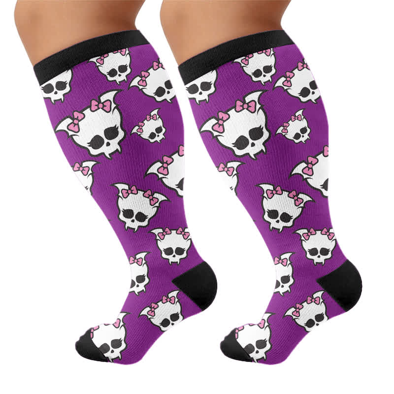 Chaussettes de compression grande taille à motif crâne bandé - image 8