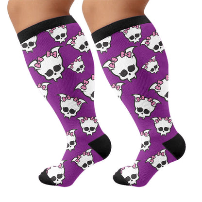 Chaussettes de compression grande taille à motif crâne bandé - image 8
