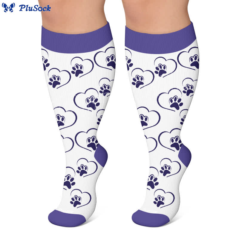 Chaussettes de compression grandes tailles avec motif chat et cœur - image 7