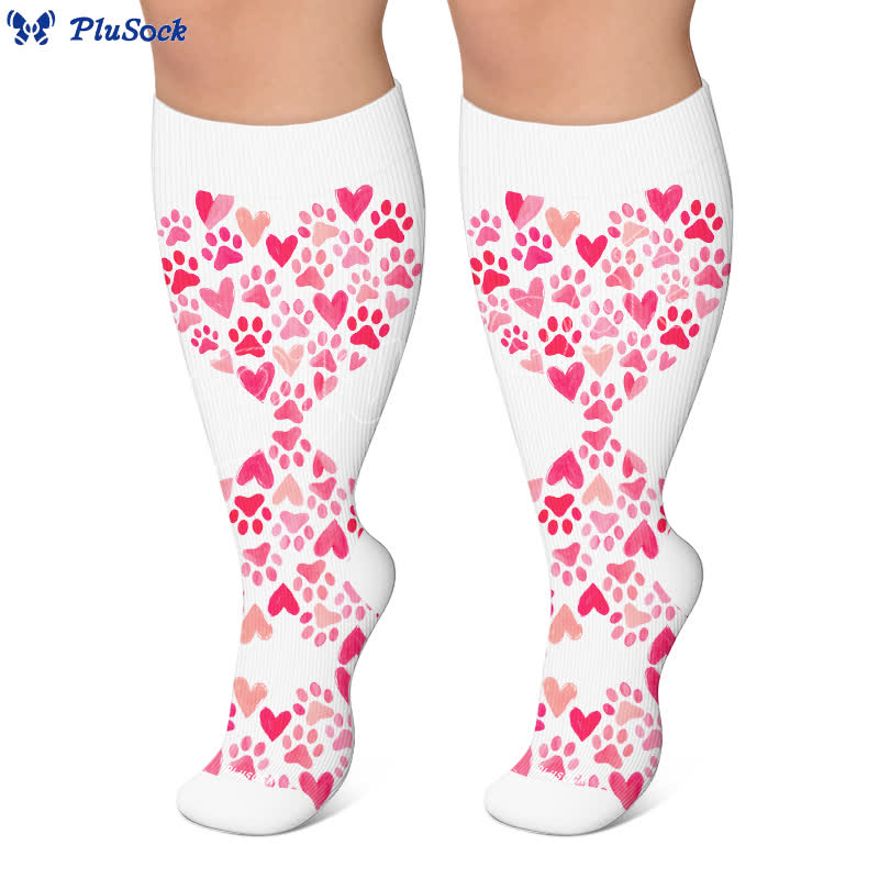 Chaussettes de compression grandes tailles avec motif chat et cœur - image 5
