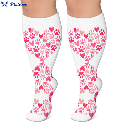 Chaussettes de compression grandes tailles avec motif chat et cœur - image 5
