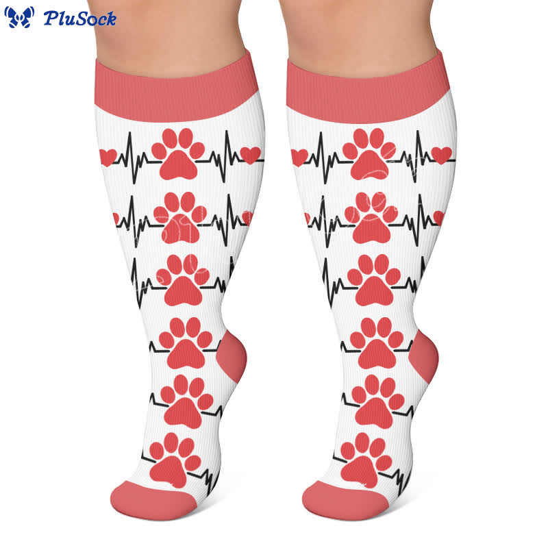 Chaussettes de compression grandes tailles avec motif chat et cœur - image 6