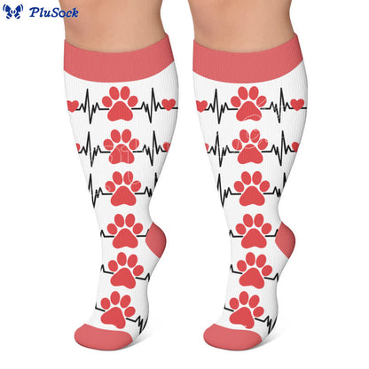 Chaussettes de compression grandes tailles avec motif chat et cœur - image 6