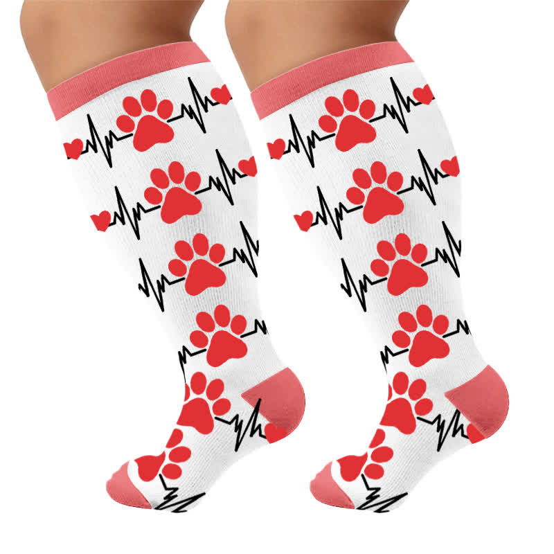 Chaussettes de compression grandes tailles avec motif chat et cœur - image 9