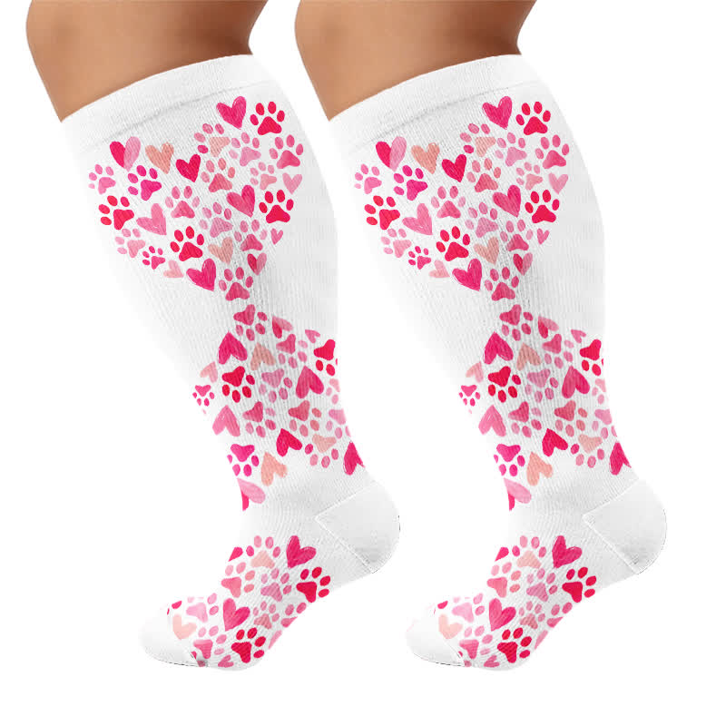 Chaussettes de compression grandes tailles avec motif chat et cœur - image 8