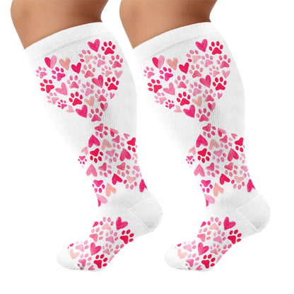 Chaussettes de compression grandes tailles avec motif chat et cœur - image 8