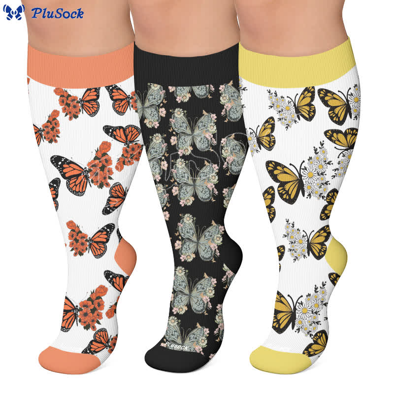Chaussettes de compression Sunset Butterfly grande taille - image 0
