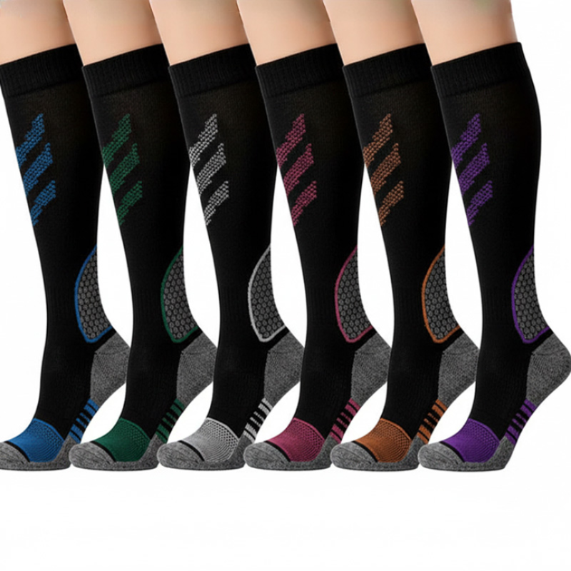 Chaussettes de compression rayées (6 paires) - Multicolore - L/XL - image 0