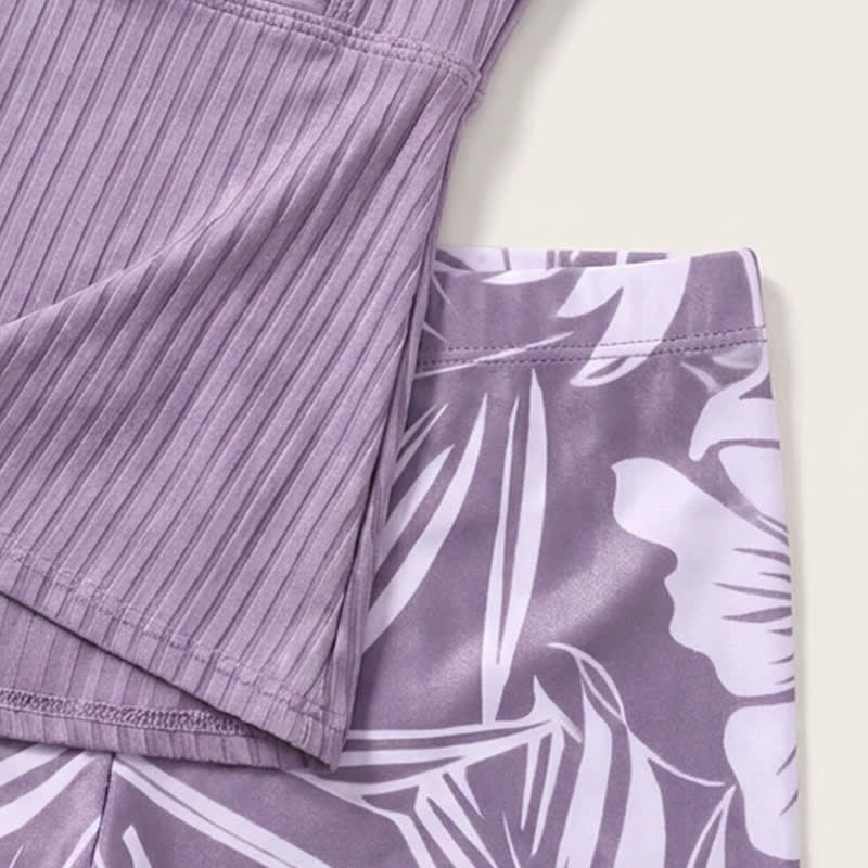 Ensemble tankini à imprimé tropical et décolleté en cœur côtelé - image 15