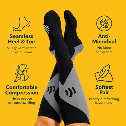 Chaussettes de compression noires en bambou pour grandes tailles - image 1