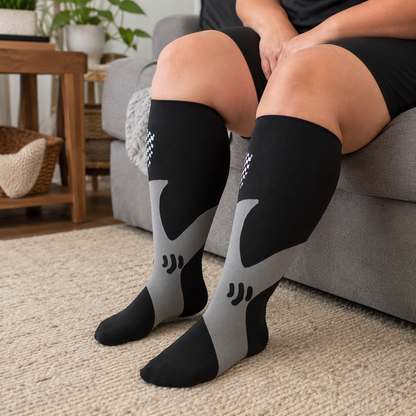Chaussettes de compression noires en bambou pour grandes tailles - image 3