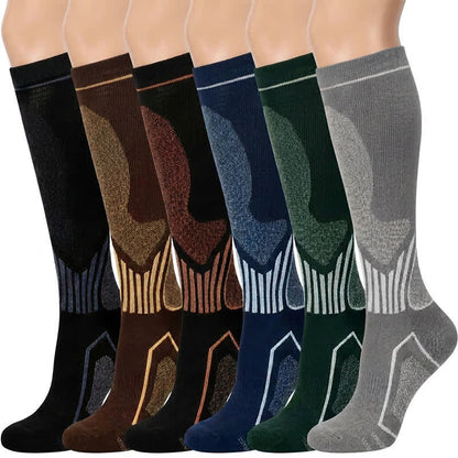 Chaussettes de compression côtelées contrastées (6 paires) - Multicolore - L/XL - image 0