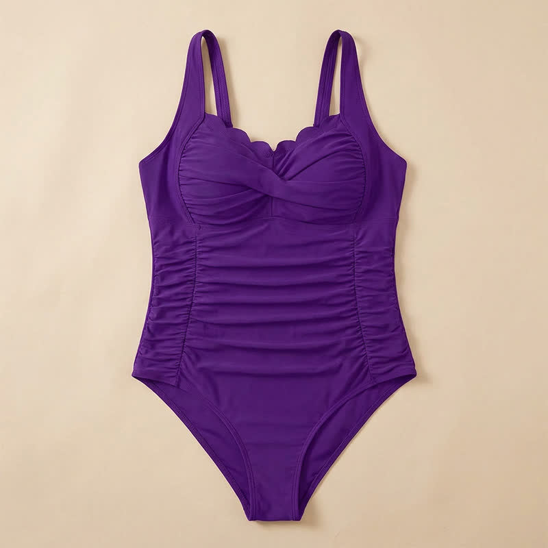 Maillot de bain une pièce froncé à imprimé floral et feuilles vintage - image 15