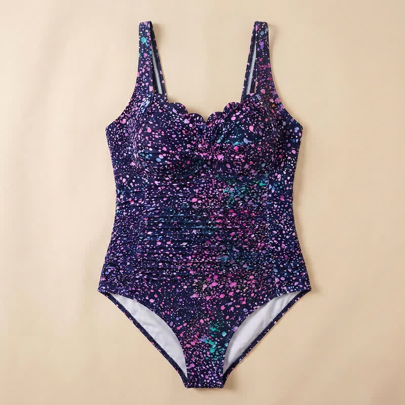 Maillot de bain une pièce froncé à imprimé floral et feuilles vintage - image 18