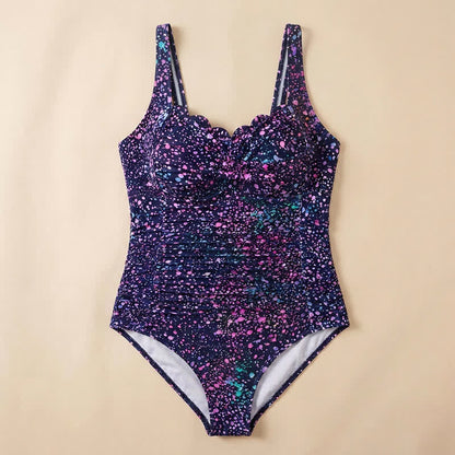 Maillot de bain une pièce froncé à imprimé floral et feuilles vintage - image 18