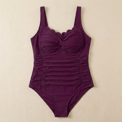 Maillot de bain une pièce froncé à imprimé floral et feuilles vintage - image 17