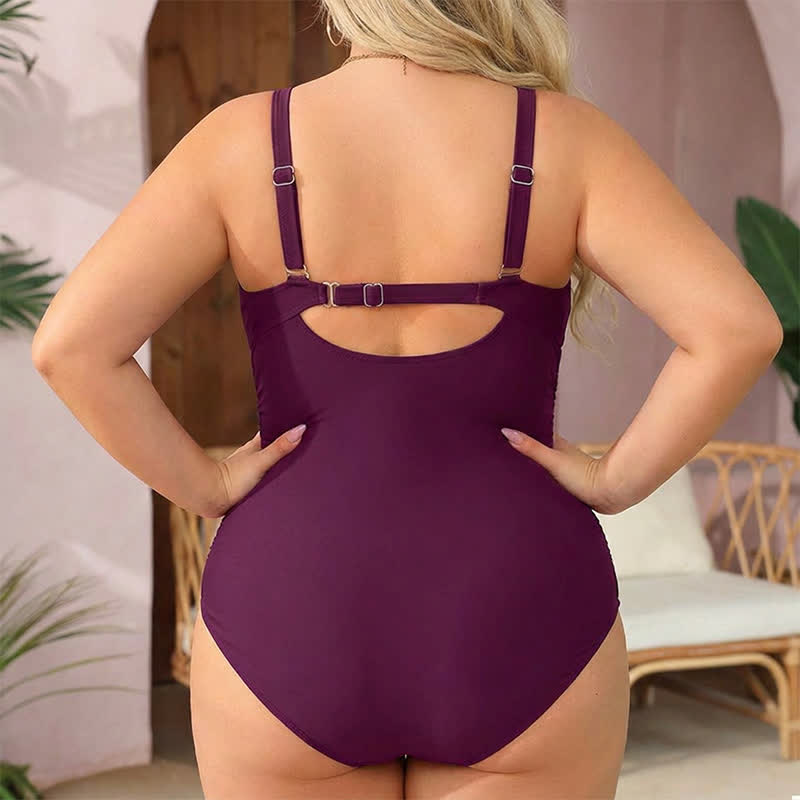 Maillot de bain une pièce froncé à imprimé floral et feuilles vintage - image 11