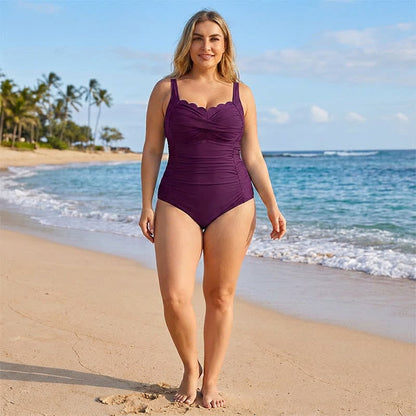 Maillot de bain une pièce froncé à imprimé floral et feuilles vintage - image 12