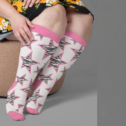 Chaussettes de compression grandes tailles à étoiles néon - Blanc (1 paire) - 4XL - image 2