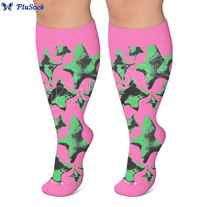 Chaussettes de compression grandes tailles à étoiles néon - image 7