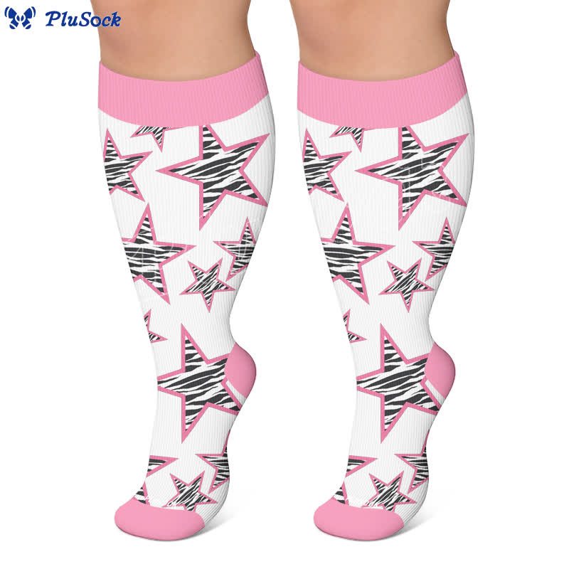 Chaussettes de compression grandes tailles à étoiles néon - image 6