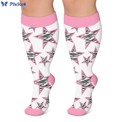 Chaussettes de compression grandes tailles à étoiles néon - image 6
