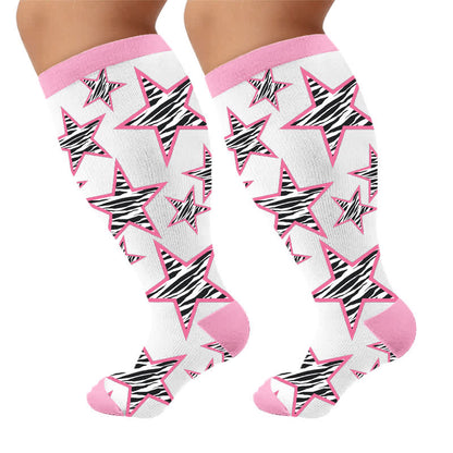 Chaussettes de compression grandes tailles à étoiles néon - image 9