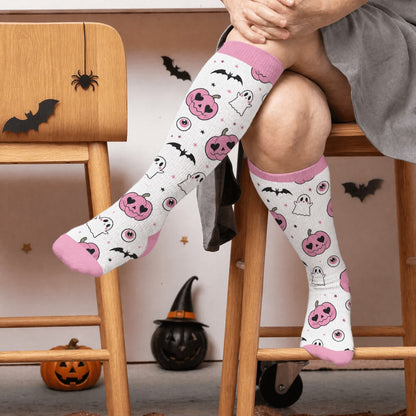 Chaussettes de compression citrouille d'Halloween grande taille - Blanc (1 paire) - 4XL - image 2