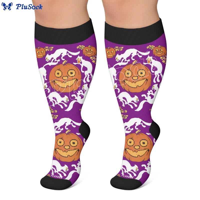 Chaussettes de compression citrouille d'Halloween grande taille - image 5