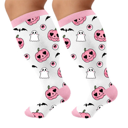Chaussettes de compression citrouille d'Halloween grande taille - image 9