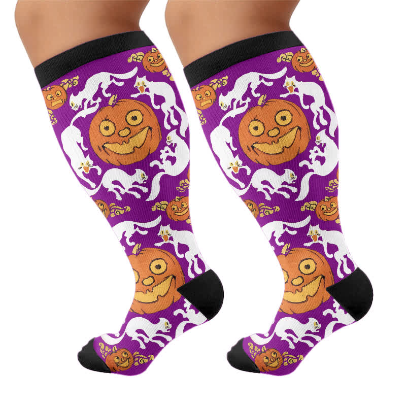 Chaussettes de compression citrouille d'Halloween grande taille - image 8