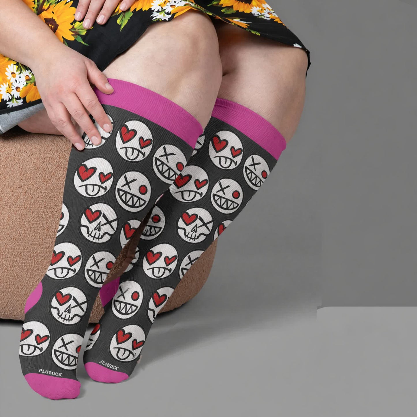 Chaussettes de compression grandes tailles Skull Lollipops - Noir (1 paire) - 4XL - image 3
